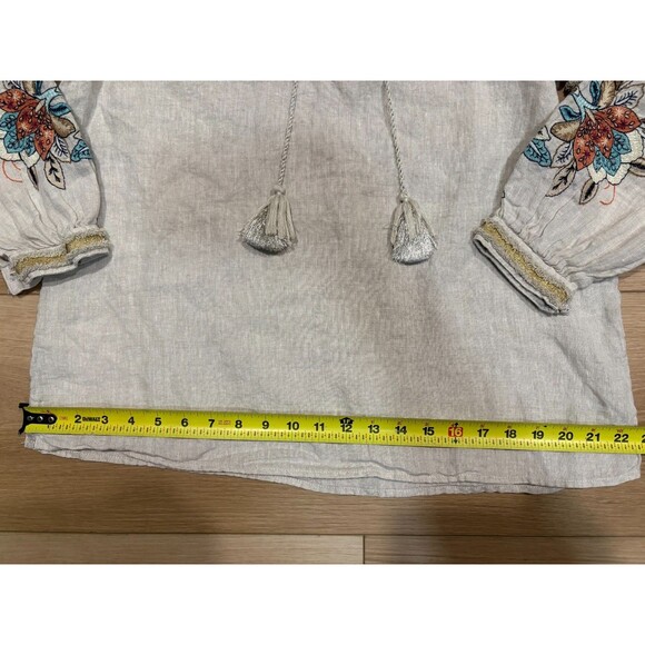 Chico's Embroidered Linen Peasant Top Tunic Boho Festival Blouse Size 0.5 (US 6) - Picture 5 of 10
